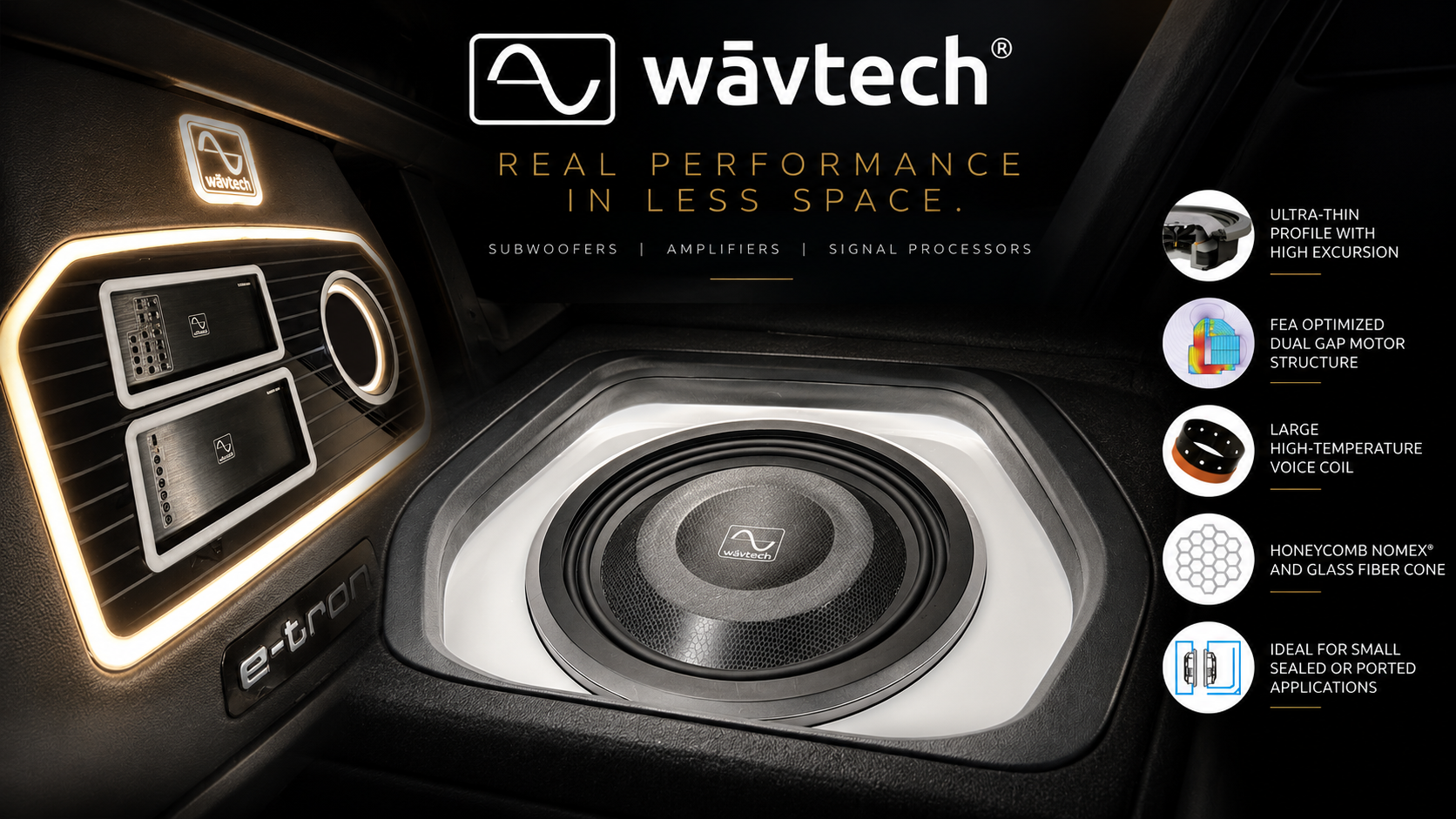 Wavtech — Amplifiers and shallow-mount subwoofers engineered for real installation constraints.